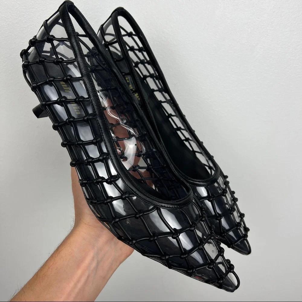 Cult Gaia Kenny Goatskin Woven PVC Pumps - Picture 6 of 9